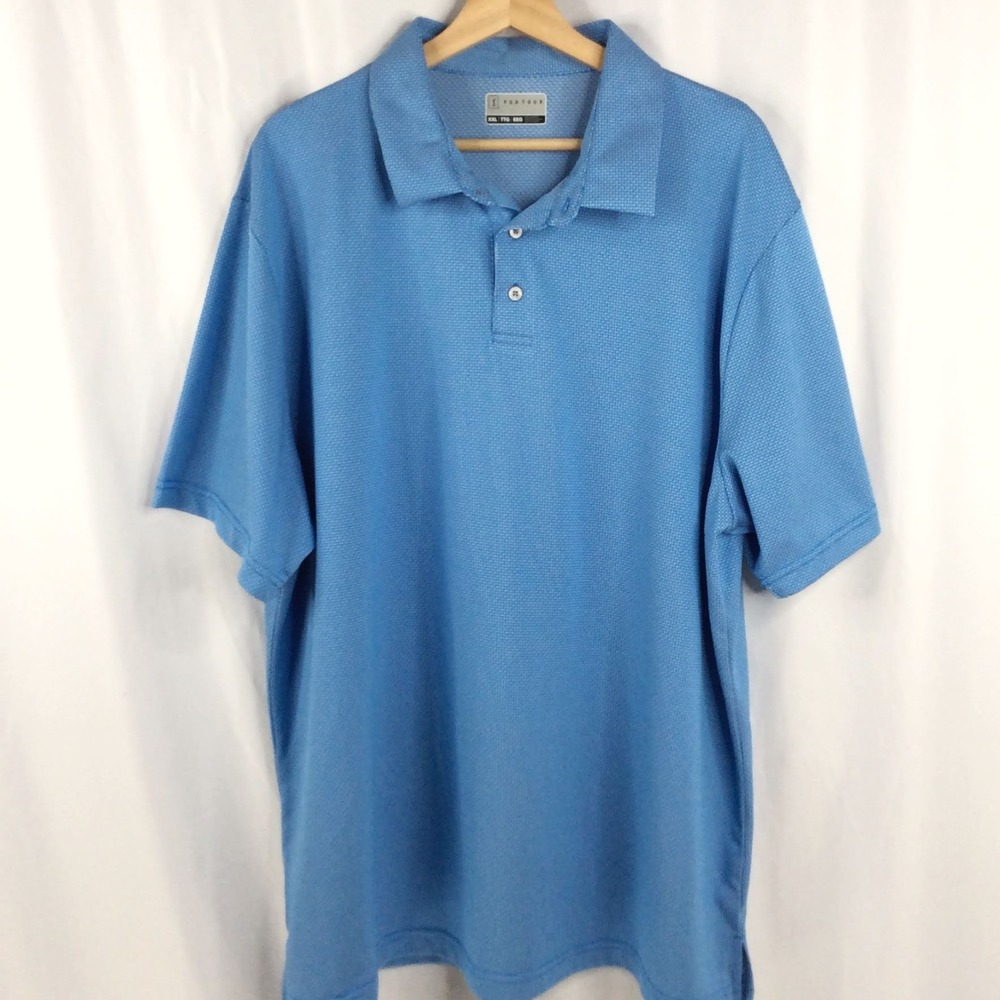 PGA Tour Men's Polo Shirt Size XXL Blue Short Sleeve Stretch